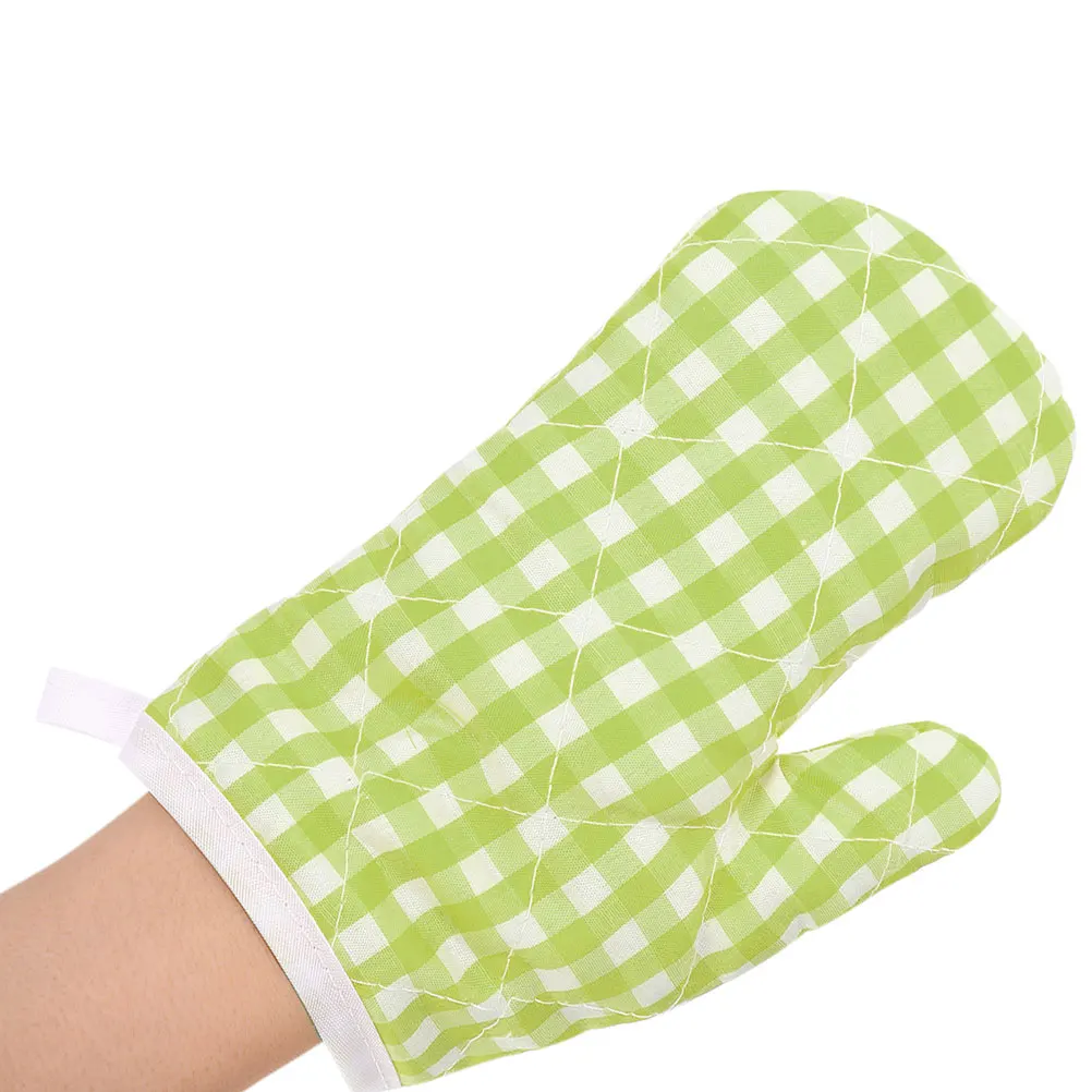 

2 Pcs Insulation Oven Mitts Heat Resistant Thickened Kitchen Cooking Gloves Green Baking Toddler Hand Mittens Green