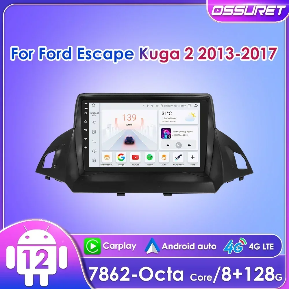 

Автомобильный радиоприемник Ossuret, 9 дюймов, 2Din, для Ford Kuga 2 Escape 2013-2017, Android, авто CarPlay, GPS-навигация, DSP RDS, SWC, 4G, BT, Wi-Fi, 7862S