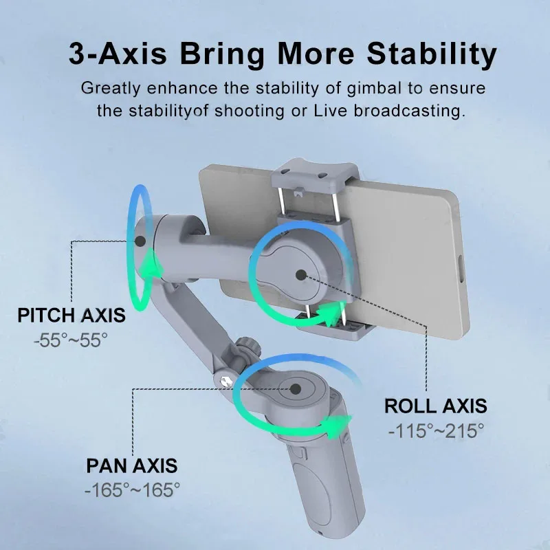 Imagem -04 - Qinhoot-gimbal Portátil Dobrável Estabilizador para Smartphone f5 Eixos Iphone Samsung Xiaomi Huawei