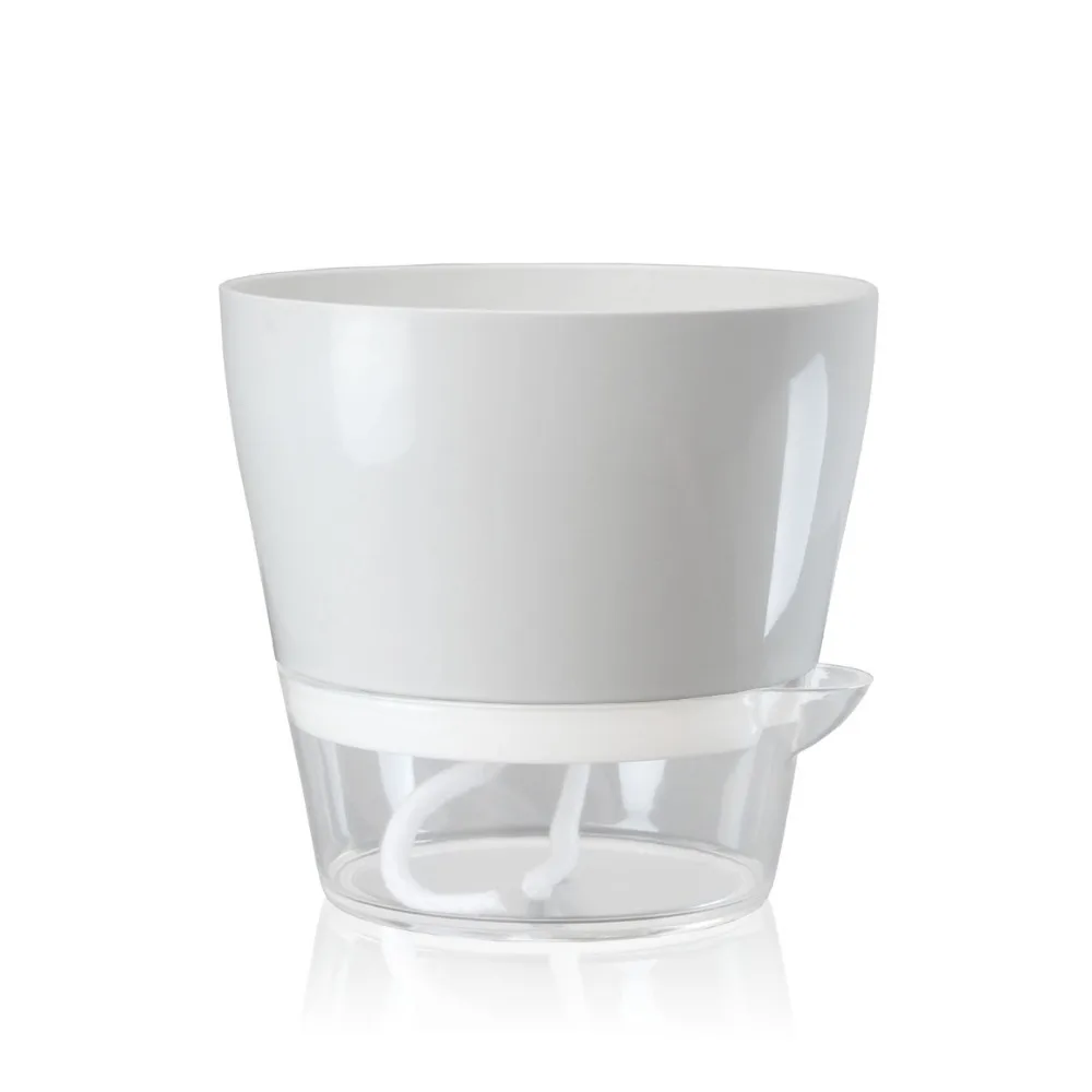 Drainage Hole Self Watering Flower Pot Clear Saucer Reservoir Deep Design Transparent Plant Pot Water Absorbing System