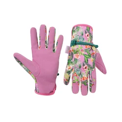 HANDLANDY Gardening Gloves for Women, Breathable Ladies Leather Garden Yard Gloves Best Gift for Gardeners