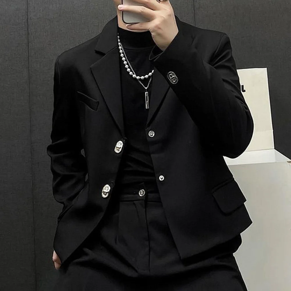 

2025 Spring and Autumn New Men's Short Solid Color Suit Jacket Fashion Retro Trend High Street Simple Loose Casual Men's Jacket