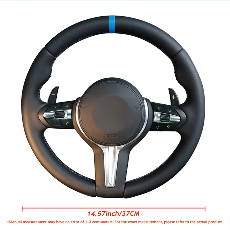 Blue Stripe Leather M Sport Steering Wheel for BMW E90 E53 E70 E71 E84 E92 E93 X5/X6 E Serise Modify M3 M5 with Shifter Paddle view 3