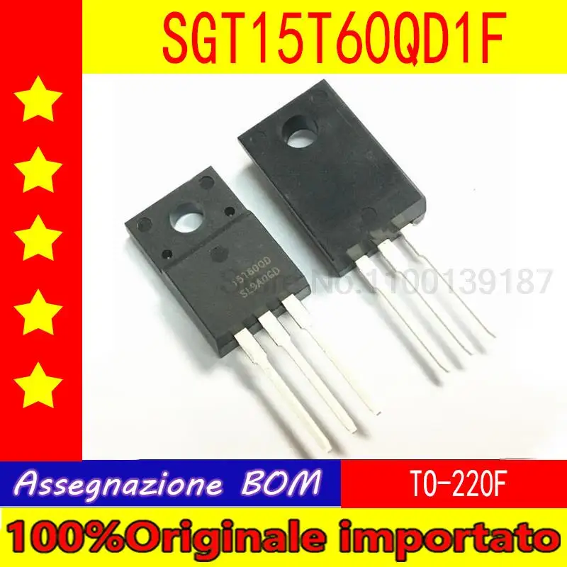 10pcs/lot  SGT15T60QD1F 15T60QD TO-220F inverter IGBT tube 15A 600V