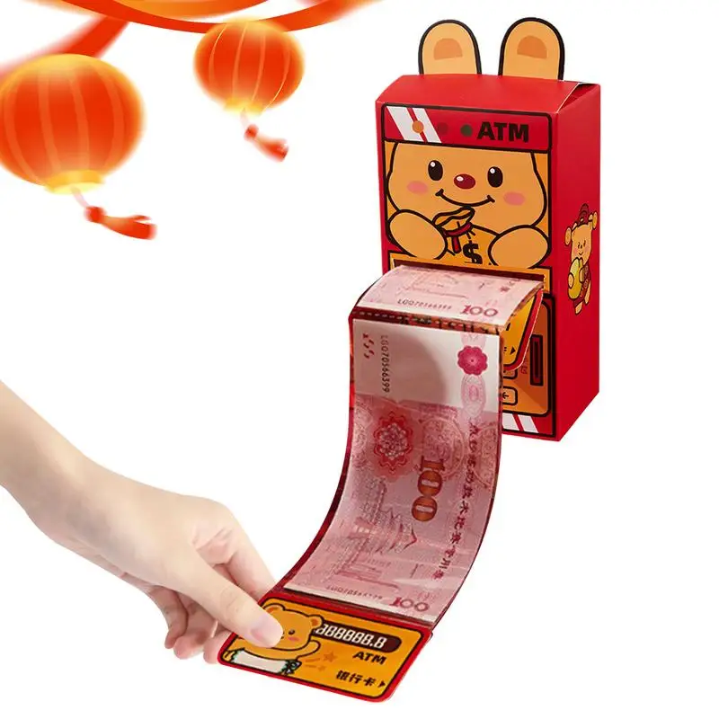 Chinese New Year Red Envelopes 2025 New Year Cash Pull Atm Shape Money Box Assembled Money Holder Lunar New Year Lucky Money