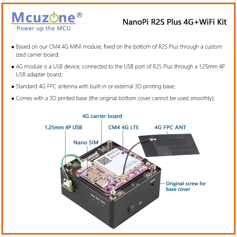 Kit NanoPi R2S Plus 4G e WiFi, RK3328 openwrt Ubuntu 1GB DDR e 32G eMMC