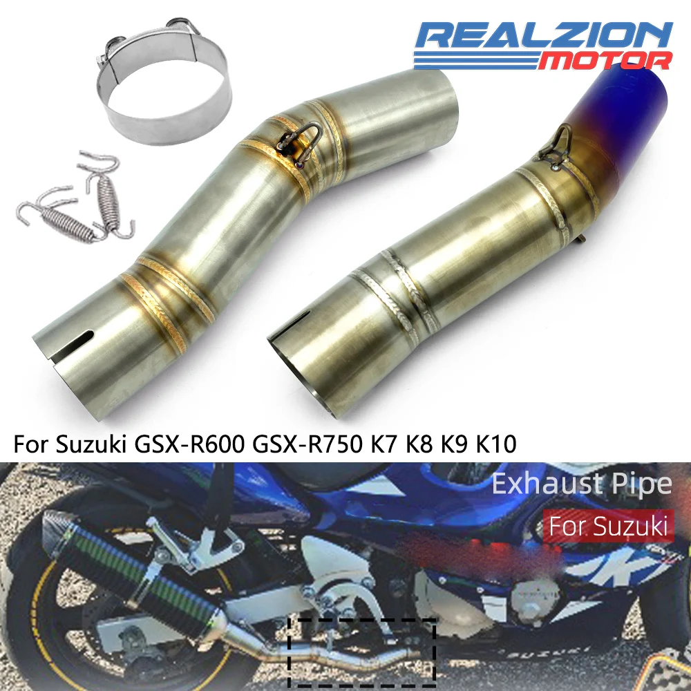 

REALZION GSXR600 GSXR750 Motorcycle Slip-On Exhaust Pipe Muffler Middle Link Mid Pipe For Suzuki GSX-R600 GSX-R750 K7 K8 K9 K10