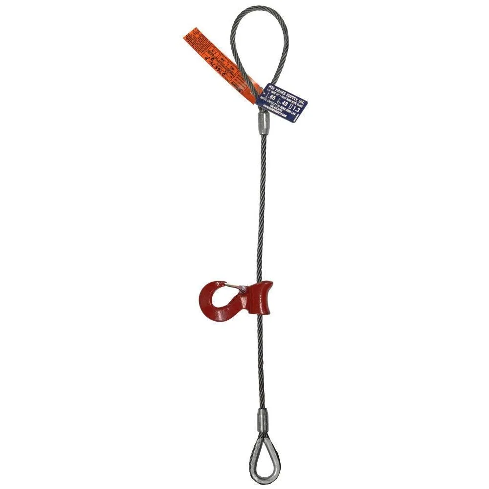 Único Leg Wire Rope Sling, capacidade nominal vertical, holandês Eye Loop, Heavy-Duty dedal, 2,5 Toneladas