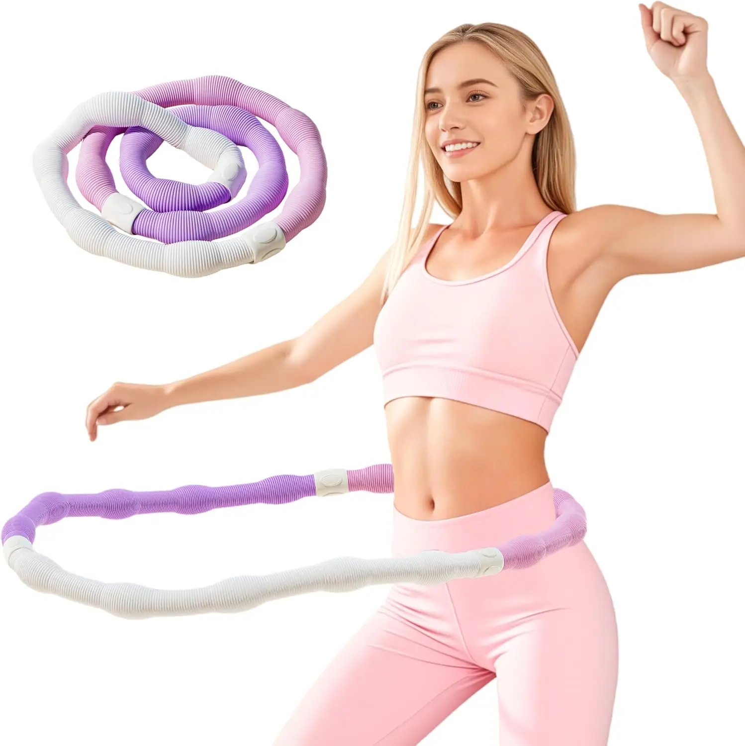 Hula Hoop ponderado, aros Hula de resorte suave para adultos para bajar de peso, aros Hula plegables de 3,3 lb para mujeres y hombres, diseño apto para la cintura