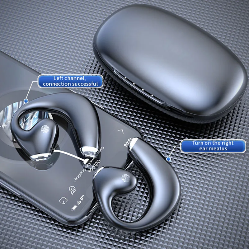 Drahtloses Bluetooth 5.3-Headset, Ohrbügel, Sport, Laufen, Ohrstöpsel, Typ-C-Ladekopfhörer, Knochenleitung, TWS mit Leistungsanzeige