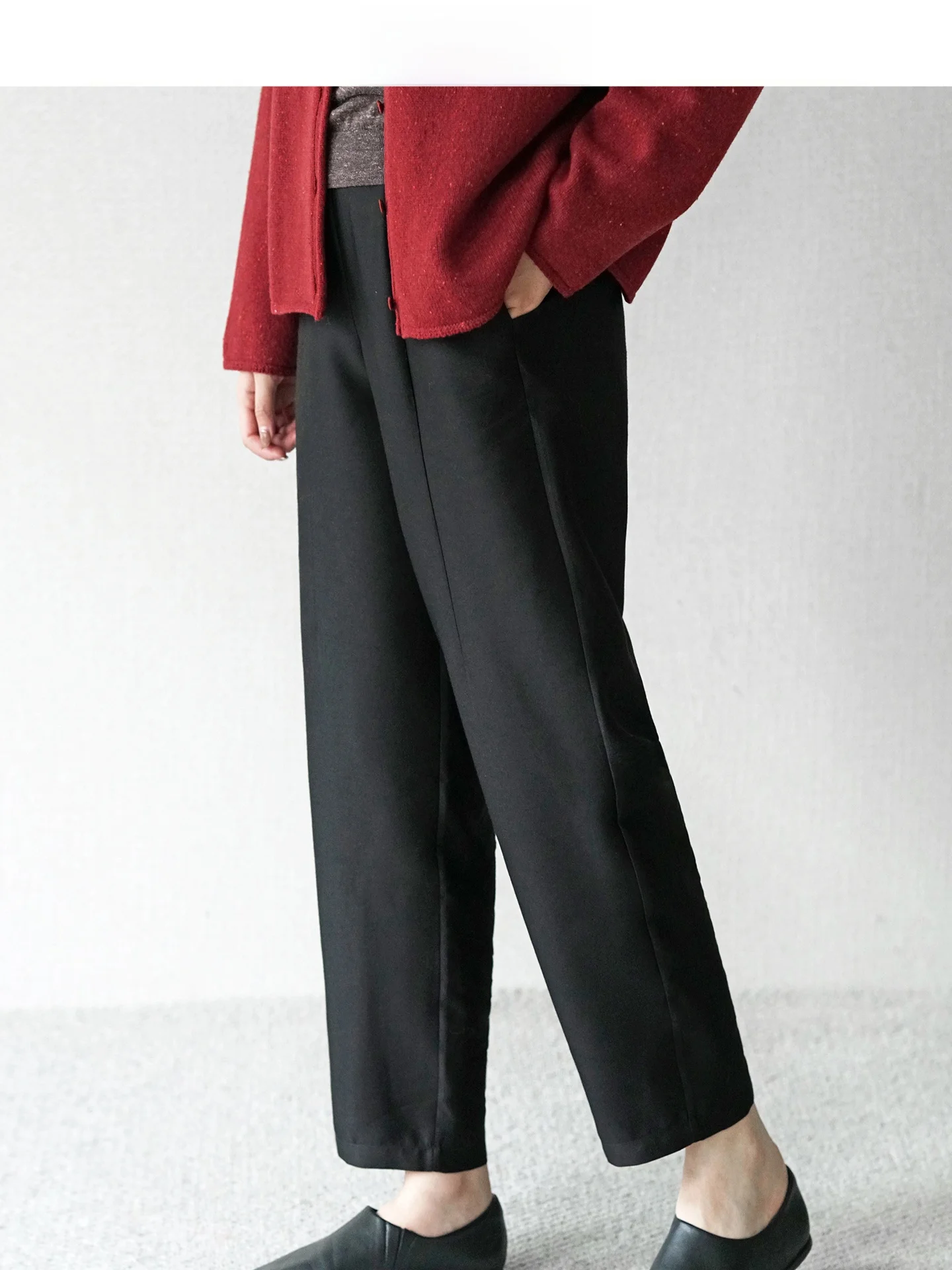 

Silk Wool Balloon Pants Loose Fit Elastic Waist Long Trousers Casual Sle Early Spring New Chinese Version CVCCO Women's Fas...