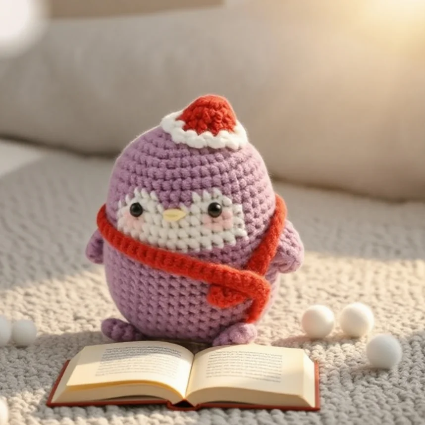 

Kawaii DIY Crochet Purple Christmas Penguin Kit with Santa Hat & Scarf - Handmade Craft Set Whimsical Holiday Accent