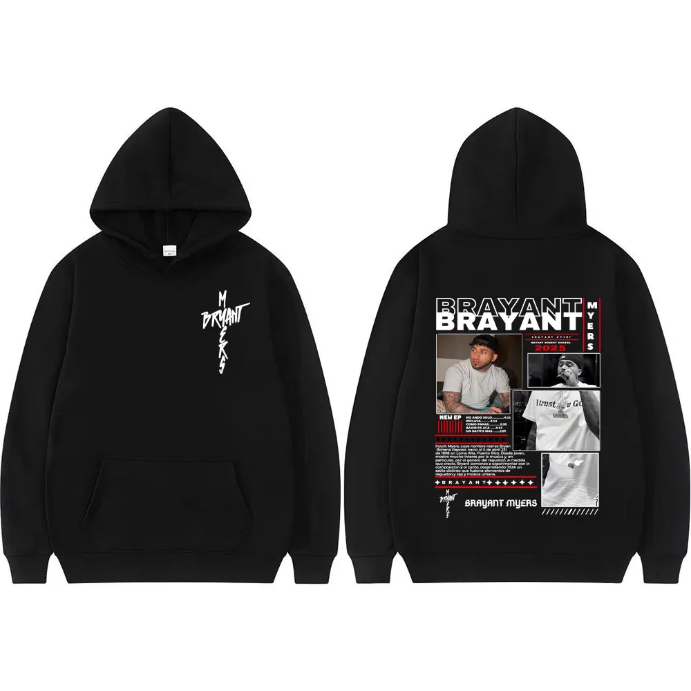 Rapper bryant myers 2025 tour capa pulôver masculino feminino moda rua pop música hoodie casual de alta qualidade camisolas de grandes dimensões