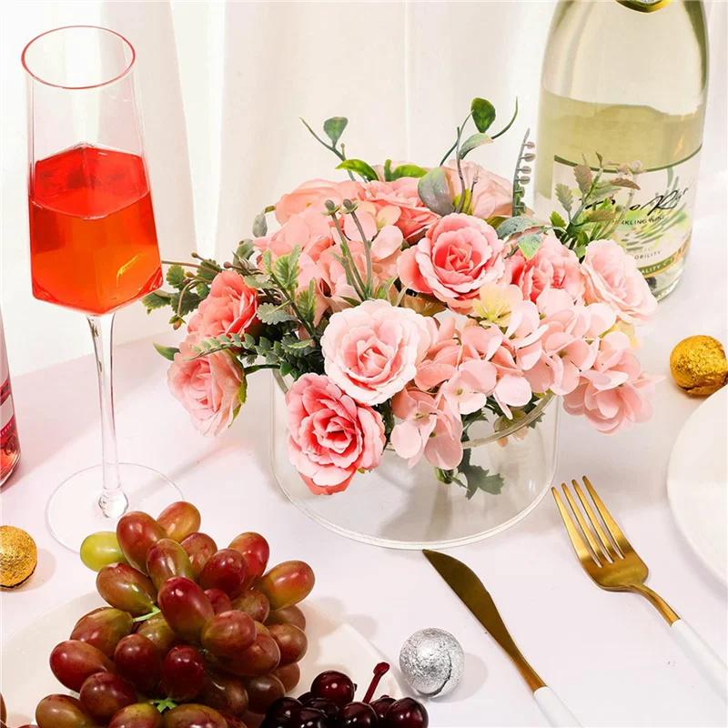 

ABBP-6 Pcs Acrylic Floral Centerpiece For Dining Table Decorations Wedding Round Flower Vase 12 Holes Centerpiece Vases