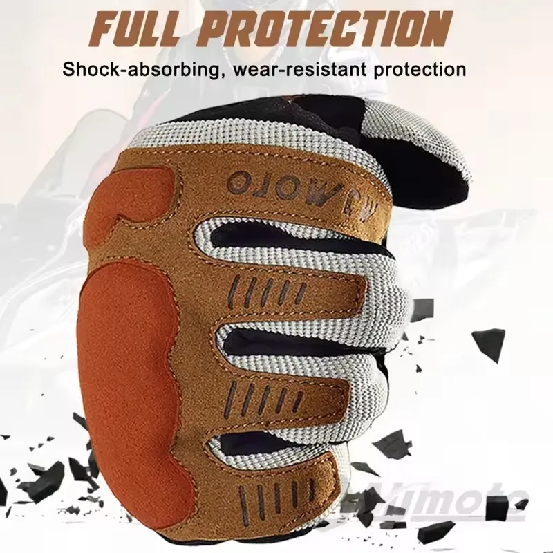

MJMOTO Pro Summer Windproof Motorcycle Gloves with Touchscreen & Carbon Fiber Knuckle Guard - Breathable Non-Slip Grip 4 Seasons