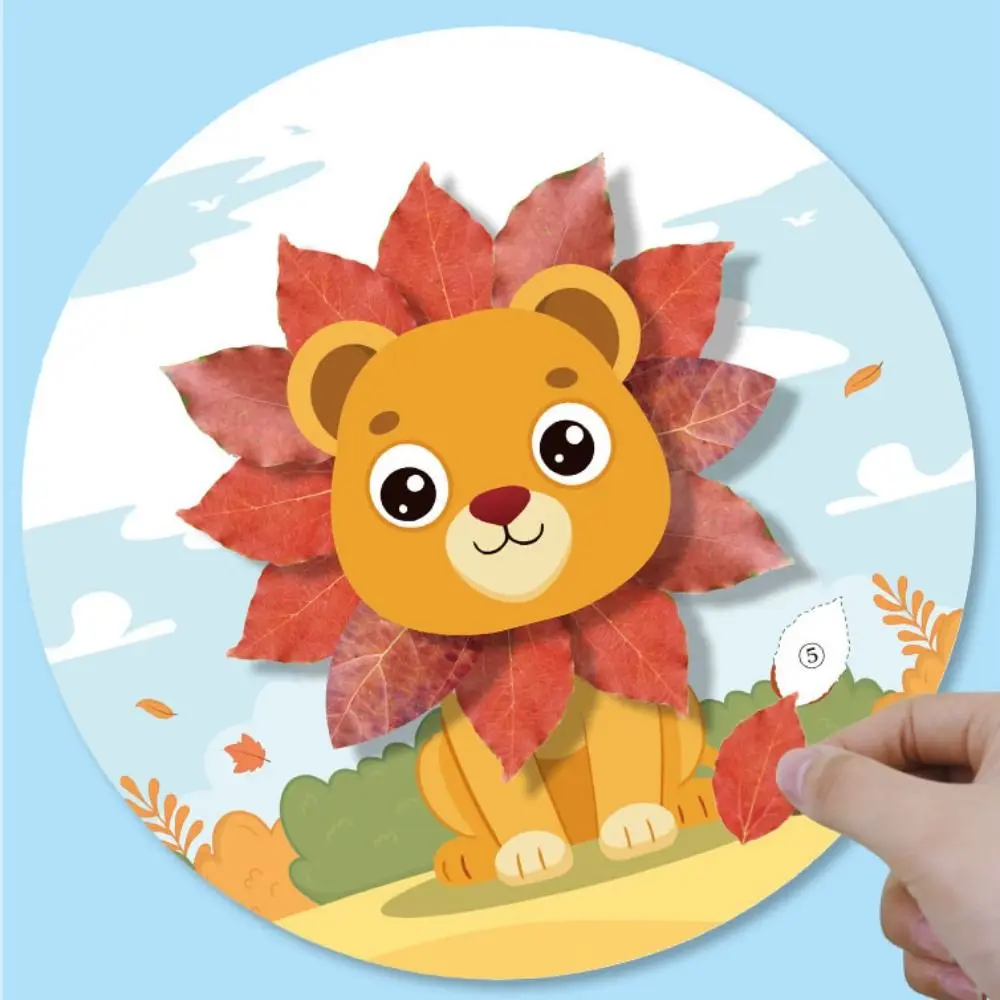 

Paper Leaf Painting Sticker Books Handmade Educational Toys DIY Paste Material Kit Montessori Cute Cartoon Sticker Book Toddlers