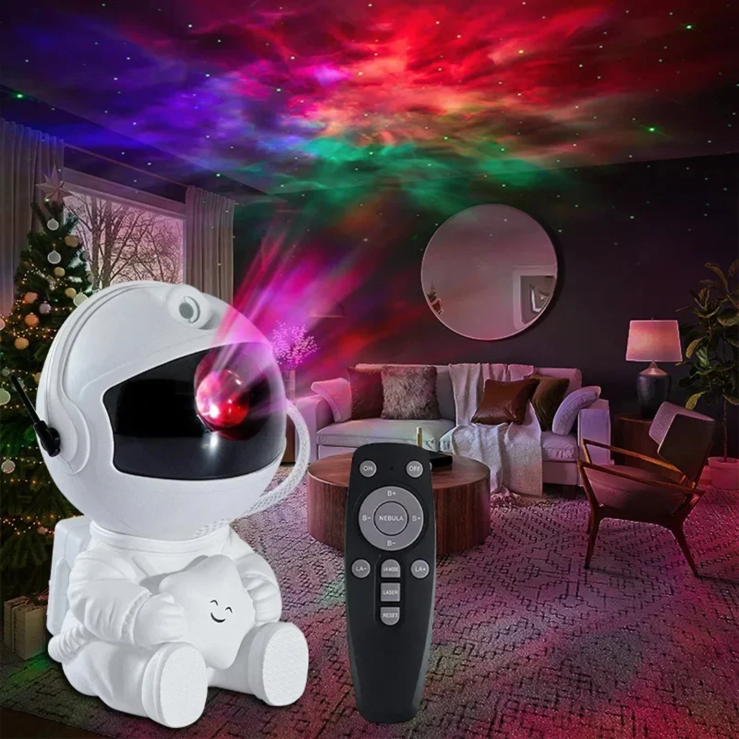 Colorful LED Night Light with Astronaut Sky Projection - Star Atmosphere Decoration for Bedroom, Perfect Children's Gift - Trans