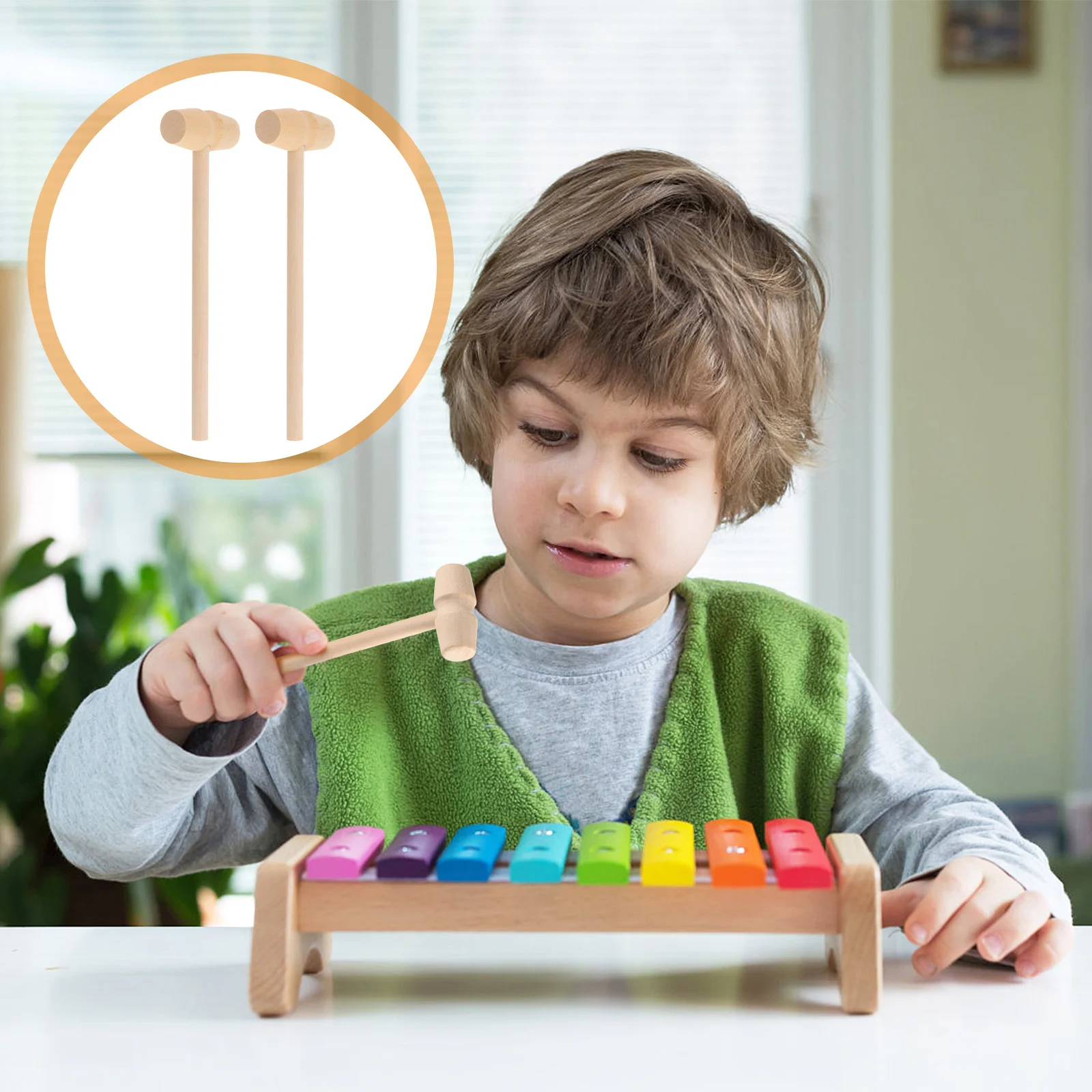 20 stks Mini Onvoltooide Hamer Houten Hamer Voor Kinderen Diy Schilderen Carving Hand Oog Coördinatie Baby Houten Hamer Licht