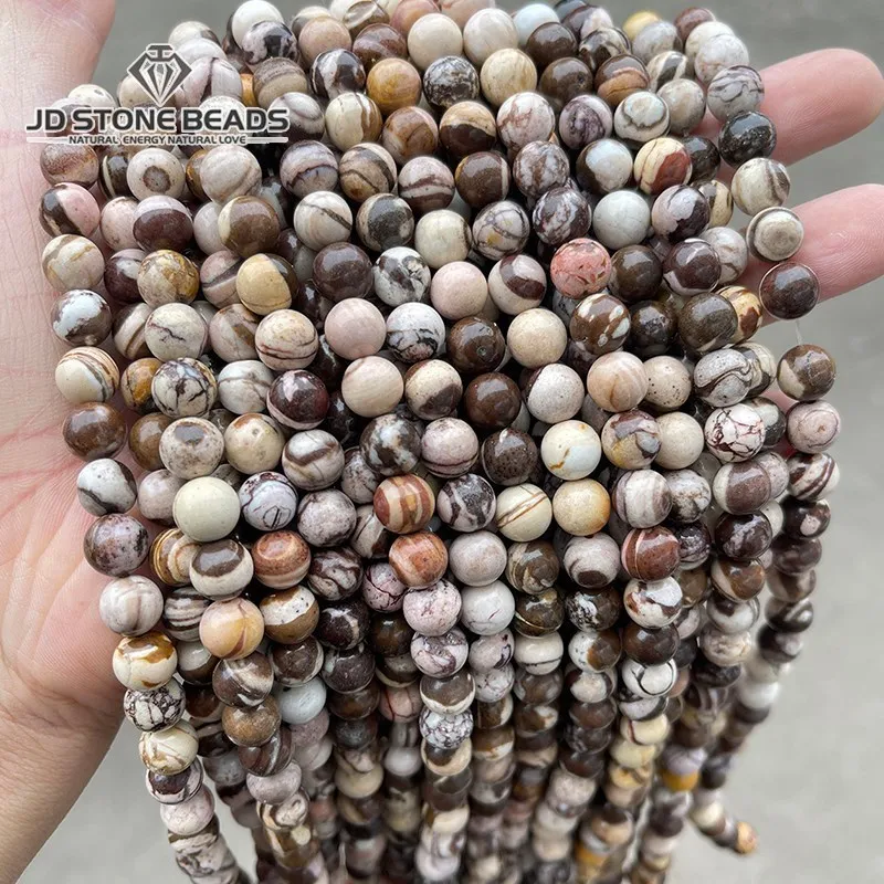 

Natural Stone Australia Zebra Jasper Round Loose Spacer Beads 4 6 8 10MM Pick Size For Jewelry Making Bracelet Diy Accessory