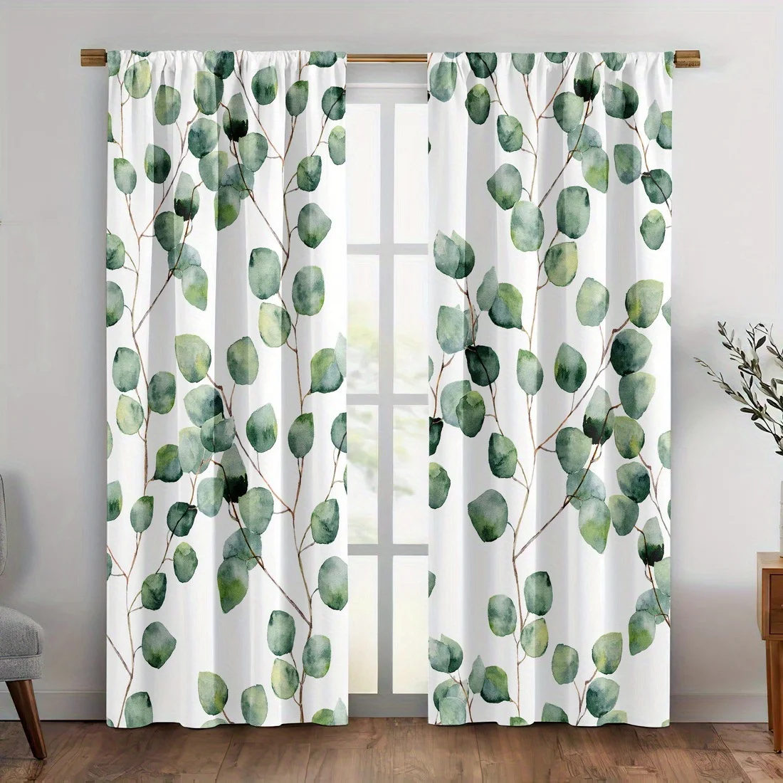 قطعتان من ديكورات النوافذ المطبوعة بأوراق النبات، قماش بوليستر، قابل للغسل في الغسالة، مناسبة لتزيين غرفة النوم وغرفة المعيشة #1