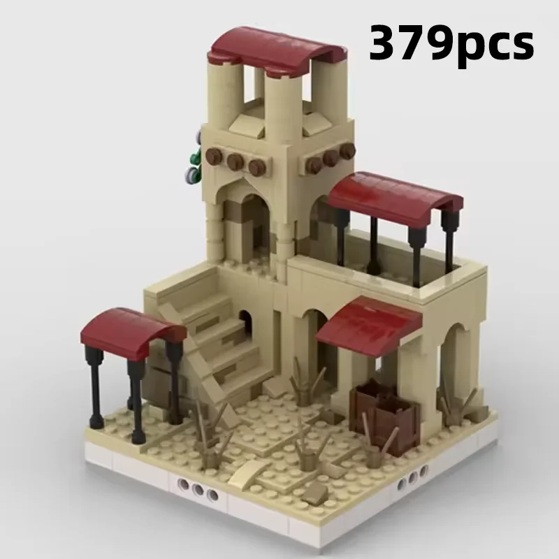MOC Sci-Fi Wüstenplanet Architektur-Bausteine Weltraum-Außenposten Modulares Mikro-Diorama Display Erwachsenen-Bausteinset
