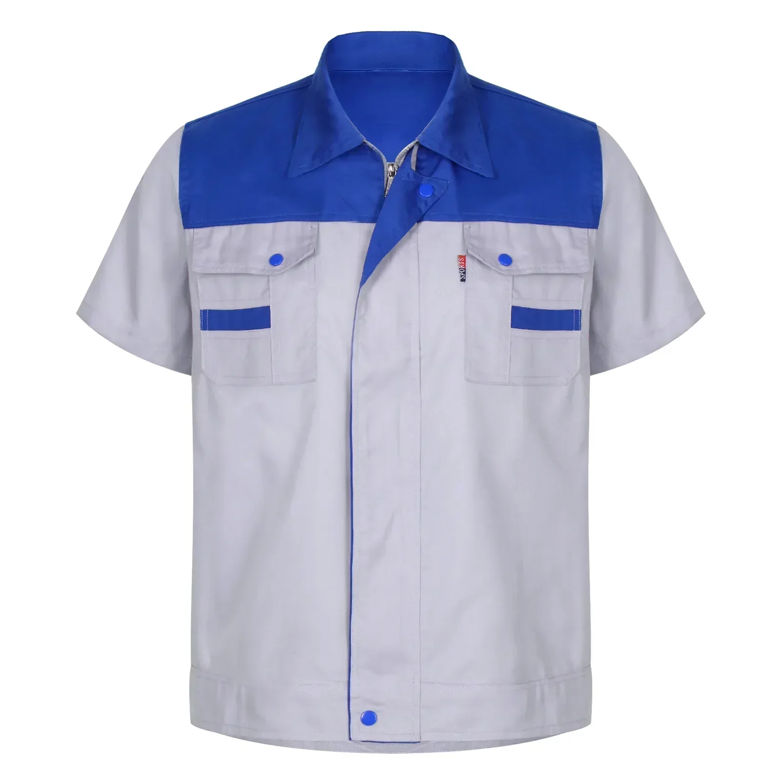 

Uniform Men Coat T-shirts Man Short Shirts Overalls Motor Mechanic Two-pocket With Work Women Top Sleeve Workshop