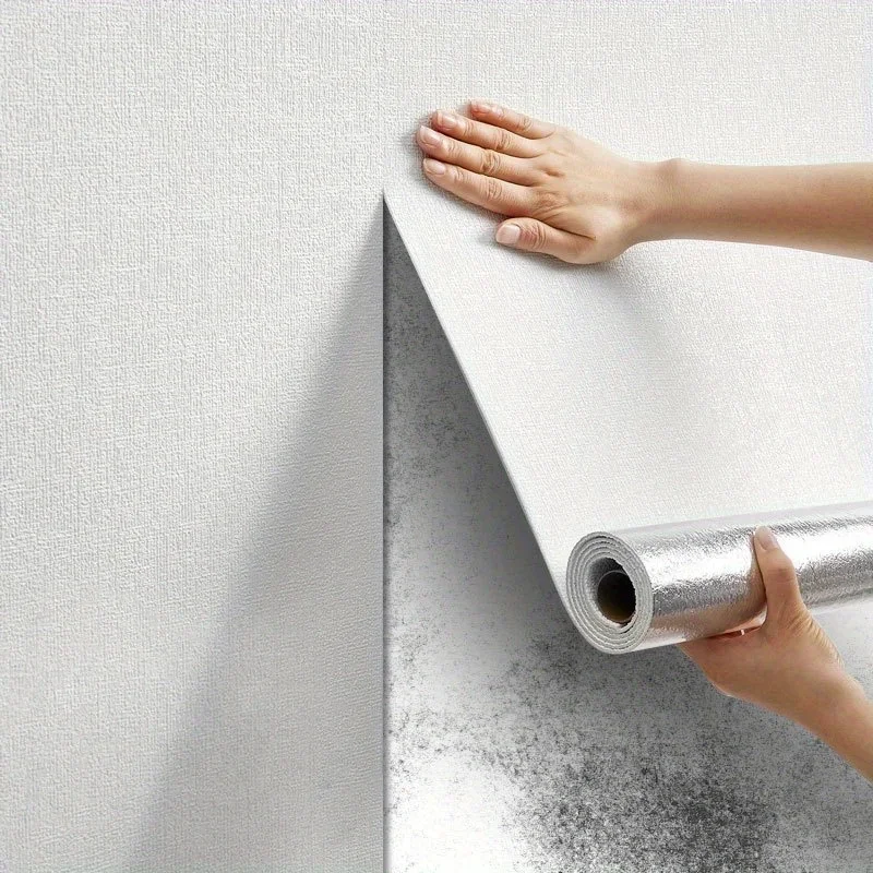 Self Adhesive Linen 3D Texture Wallpaper Mold Proof Moisture Resistant Wall Sticker for Living Room Bedroom Bathroom Home Decor