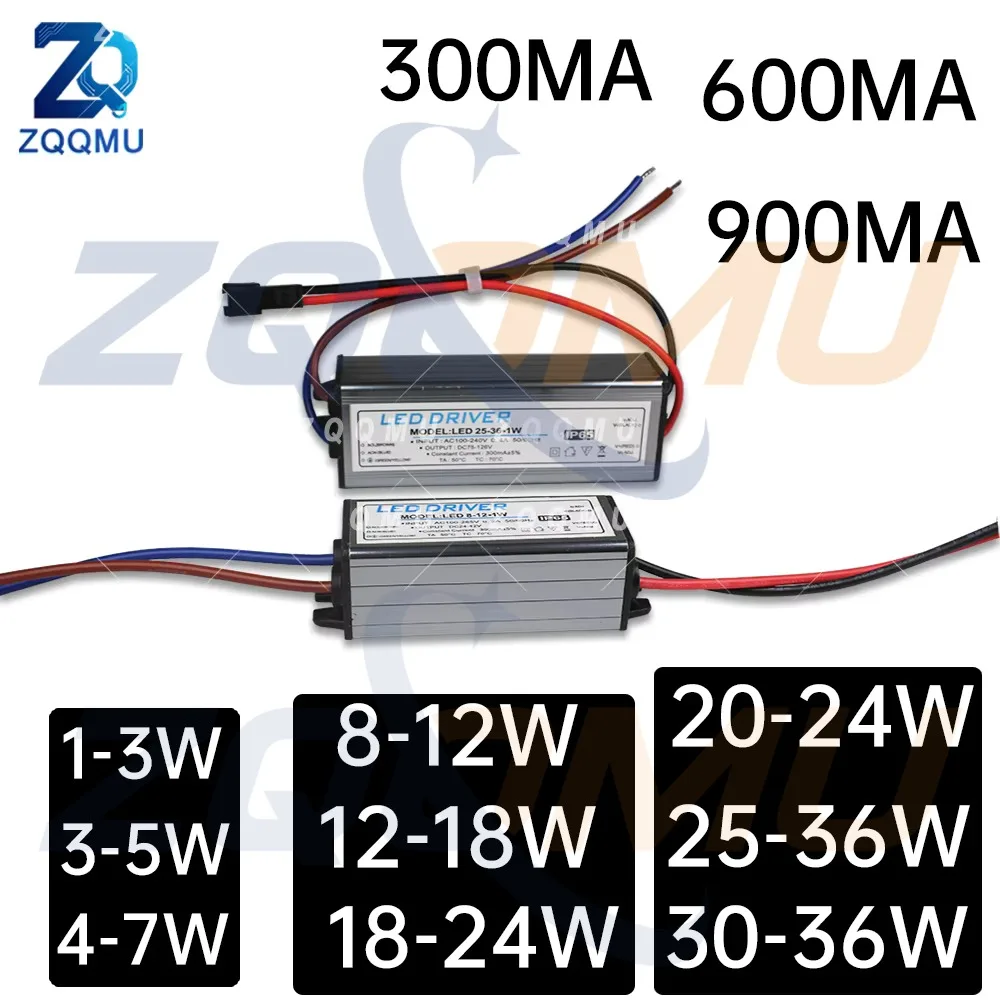 AC 85-265V LED Transformer 1-3W 3-5W 4-7W 8-12W 12-18W 18-24W 20-24W 25-36W 30-36W 300mA 600mA 900mA Power Supply Constant
