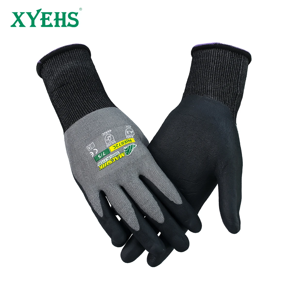 

XYEHS Level C Cut Resistant Gloves 18G Diamond Yarn Nitrile Foam Coated Touchscreen Safety Work Gloves for Auto Repair Machining