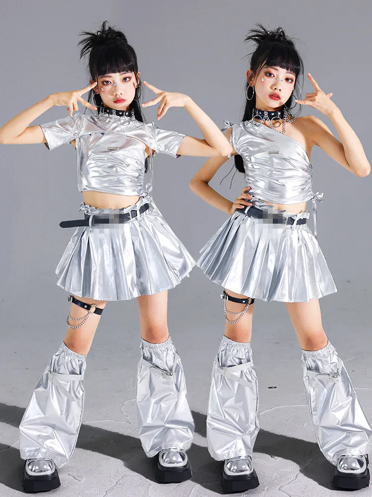 conjunto-de-falda-plisada-y-top-corto-plateado-para-ninas-estilo-jazz-kpop-para-espectaculos-de-moda-ropa-urbana-para-ninos