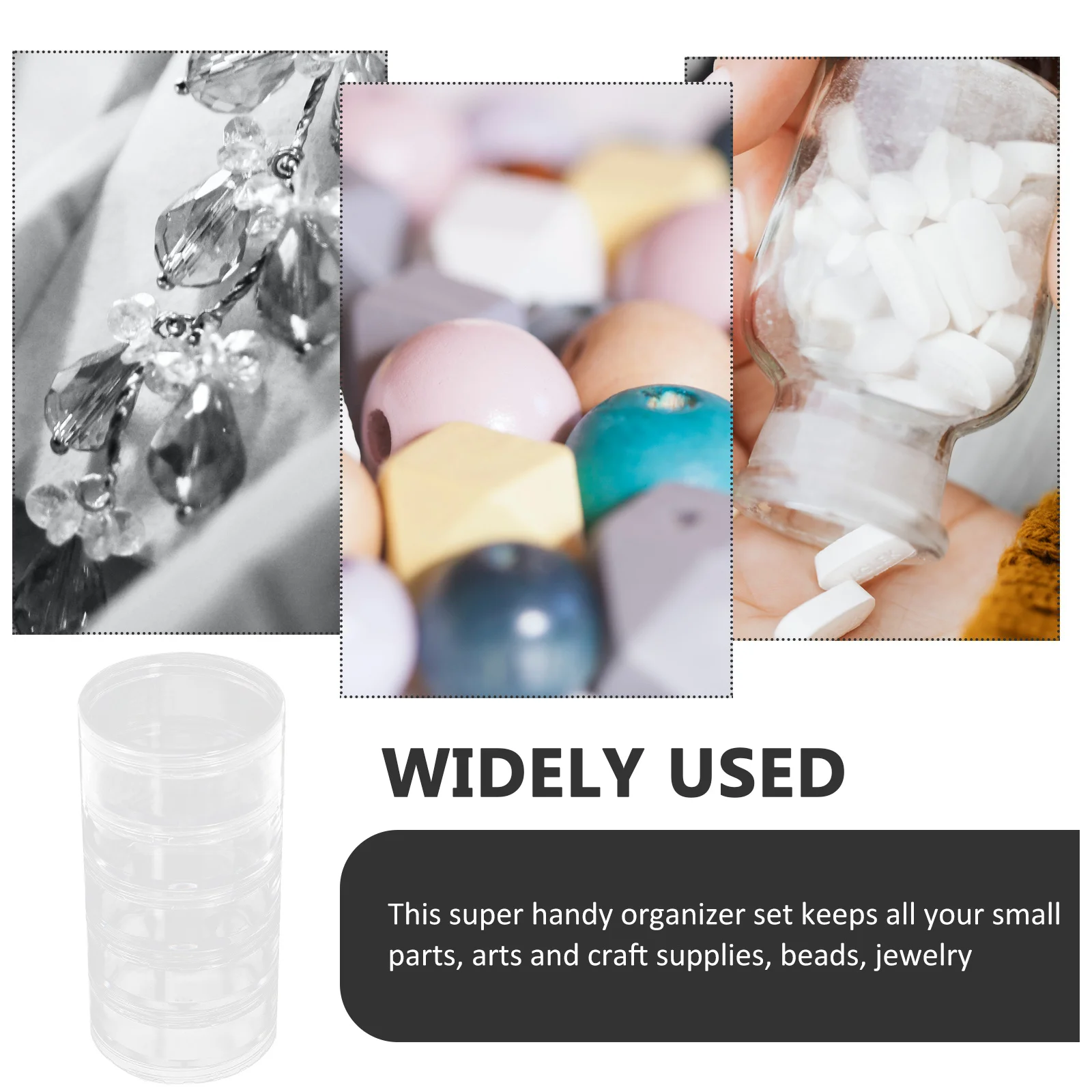 صندوق حاوية قابل للتكديس بأسطوانة شفافة مكون من 5 طبقات، تخزين بلاستيكي لخرز المجوهرات ومستحضرات التجميل وحبوب منظم العناصر الصغيرة