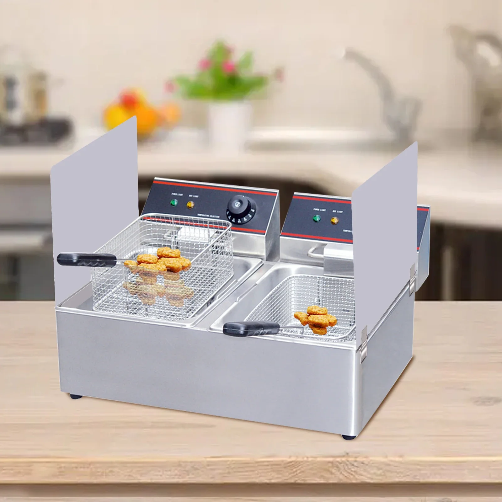 2 แพ็คสแตนเลสสตีลหม้อทอดลึกสแปลชการ์ดใส่ซ้ายและขวาใหม่