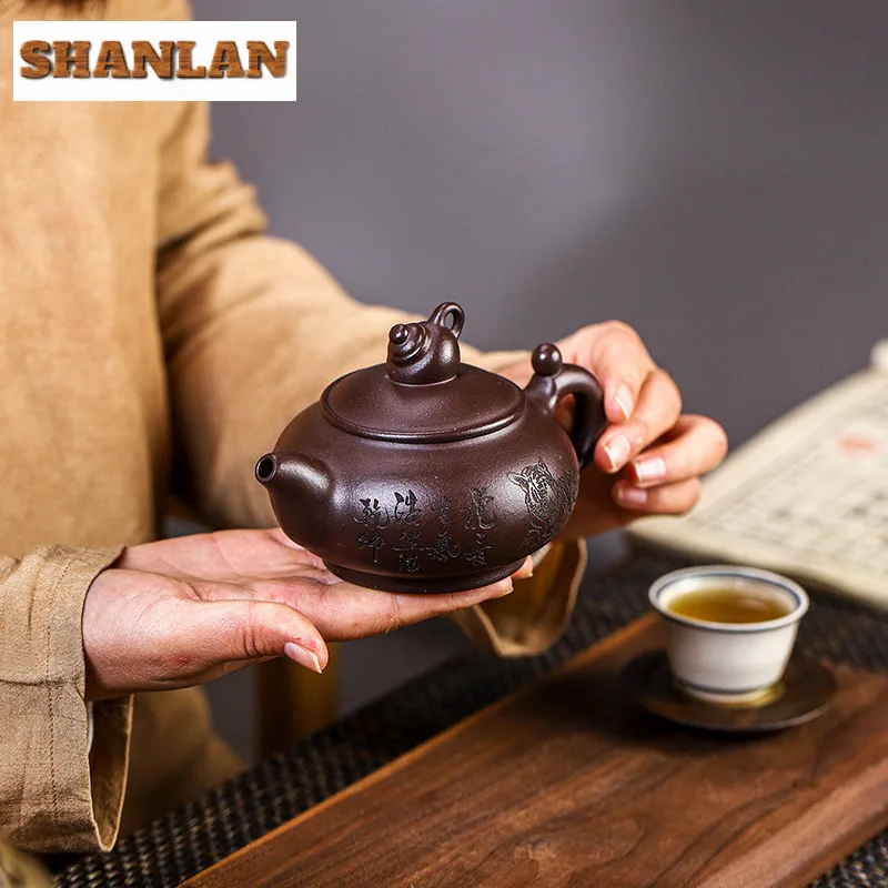 250ml Classic Yixing Purple Clay Teapot Handmade Pot In Pot Pot Raw Ore Purple Mud Kettle Chinese Zisha Teaset Cafes Accessories