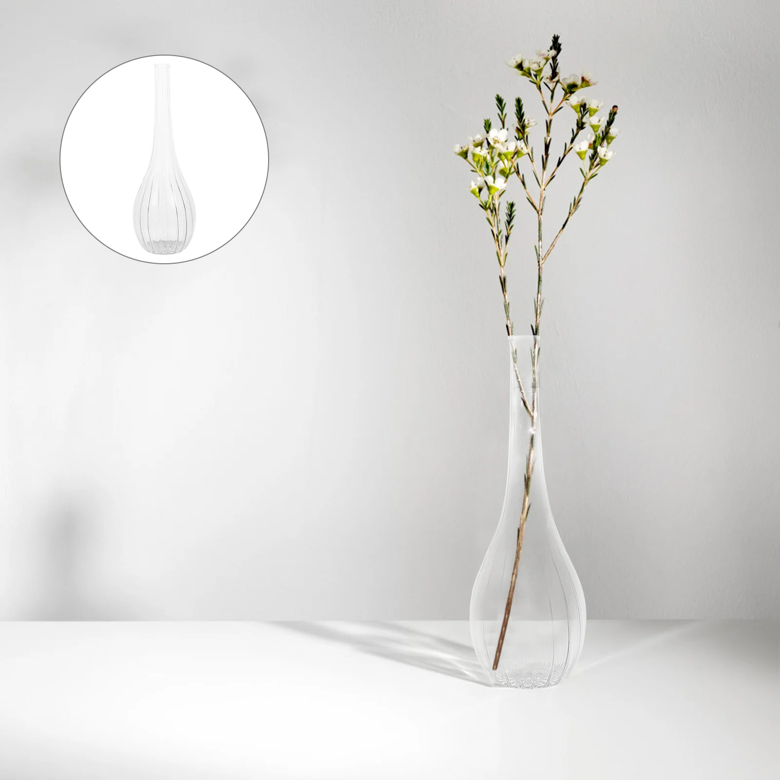

1Pcs Glass Flower Vase Fine Craftsmanship Transparent Chic Hydroponics Plant Container Elegant Desktop Decoration