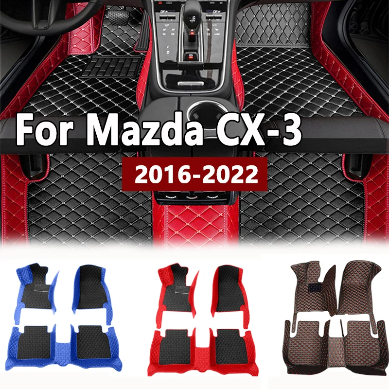 Car Floor Mats For Mazda CX-3 CX3 DK 2016~2022 Leather Luxury Mat Protective Rug Carpet Set Auto Interior Parts Car Accessories