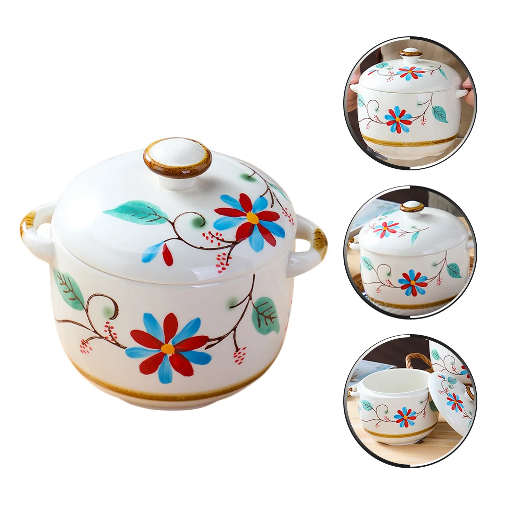 

Stew Pot Ceramic Seasoning Jar Large Capacity for Kitchen Home Use Spice Holder Soup Egg Bird Nest Storage Stew Pot