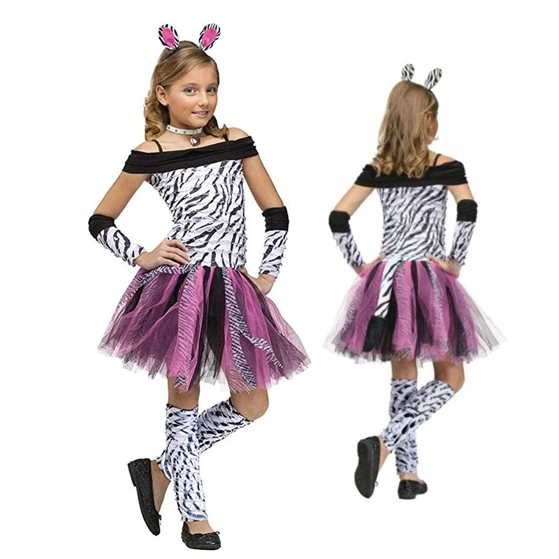 

Zebra Animal Costume Girls Teen Fancy Dress Halloween Costume For Kids Purim Party Outfit