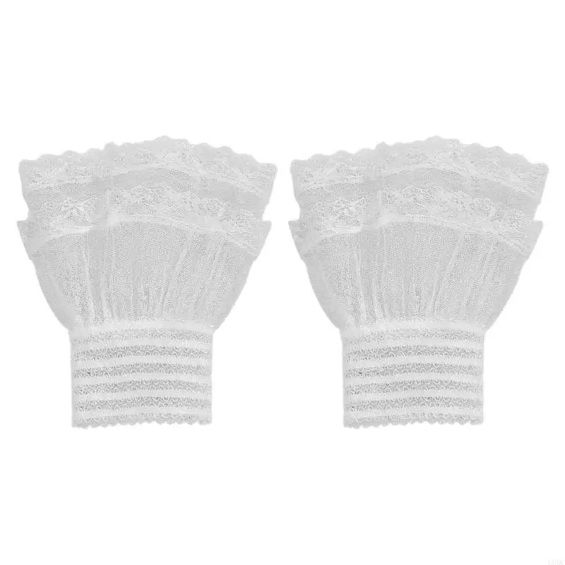 Lolitas Sheer Gloves Hand Sleeve Elastic Bracelet Ruffle Wrist Cuffs for Halloween,Weddings,Party,Masquerades,Nightclub Y166