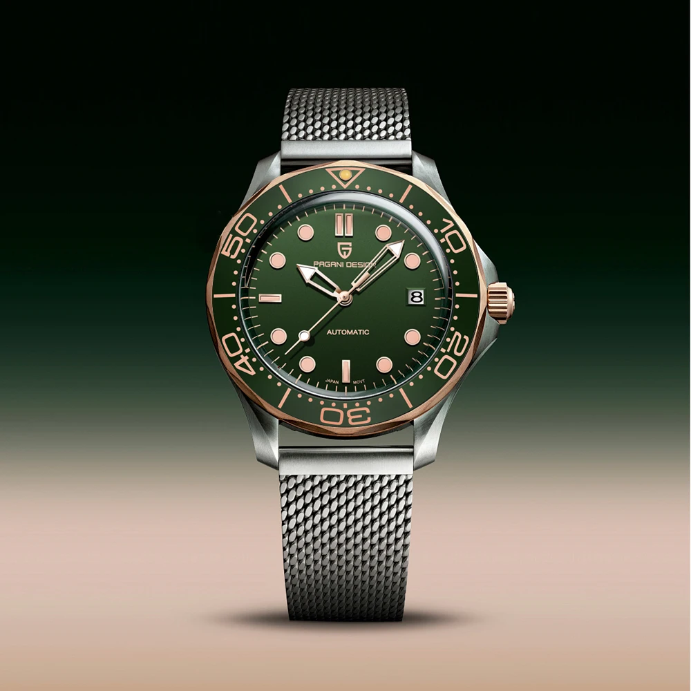 PAGANI DESIGN Orologi da uomo Orologio da polso meccanico subacqueo Orologio automatico di lusso da uomo AR Orologio luminoso con lunetta in ceramica con zaffiro