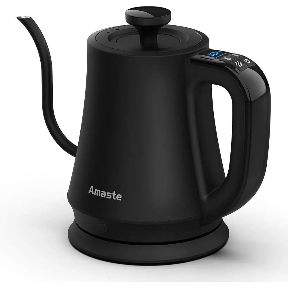 Chaleira elétrica pescoço de ganso com controle de temperatura despeje sobre café e chá 304 aço inoxidável ferver rapidamente desligamento automático