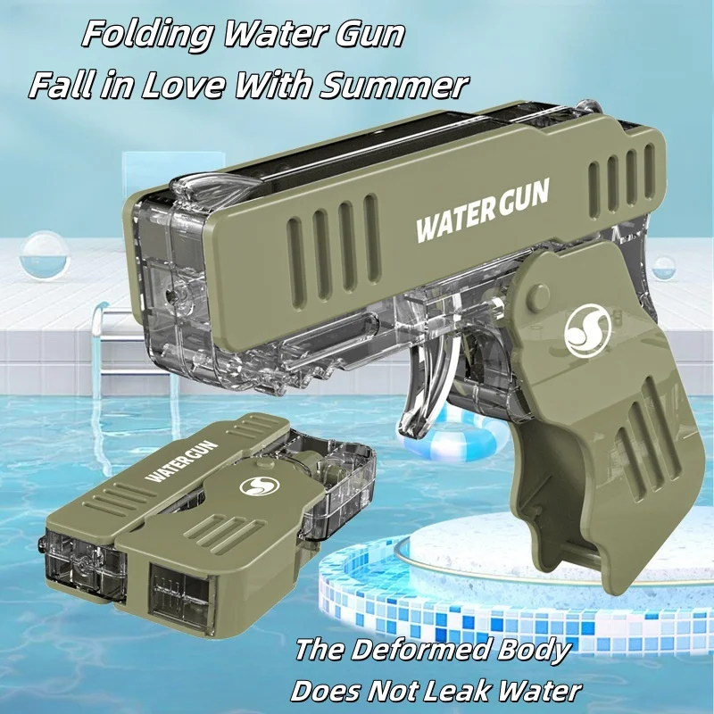 مسدس مياه صغير قابل للطي يدويًا، مسدس صغير للمياه المشجرة المستمرة في الهواء الطلق، لعبة لعب مائية على الشاطئ هدية