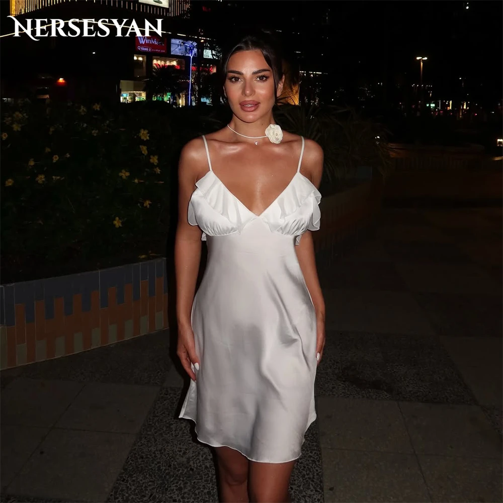 Nersesyan – robe de bal élégante et brillante, bretelles Spaghetti, volants, Mini robe à plusieurs niveaux, robes de fête d'anniversaire, personnalisées
