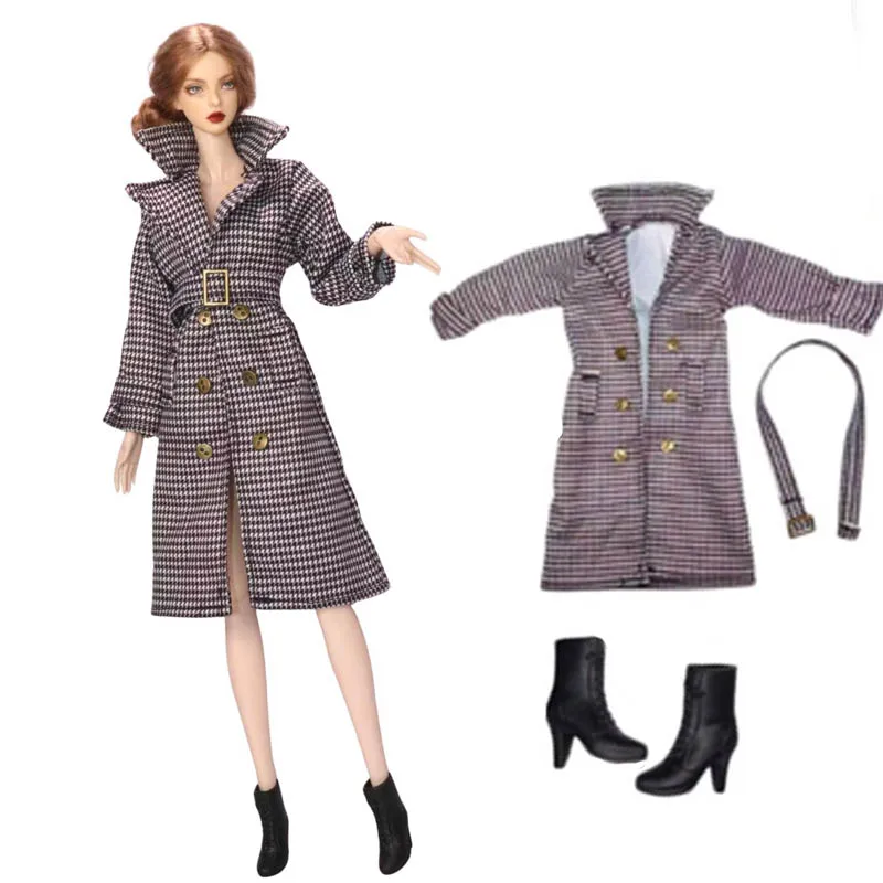 Fashion Trenchcoat Clothes Set for 11.5" Doll Outfits Coat Belts Boots 1/6 BJD Dolls Accessories Toys - view 3