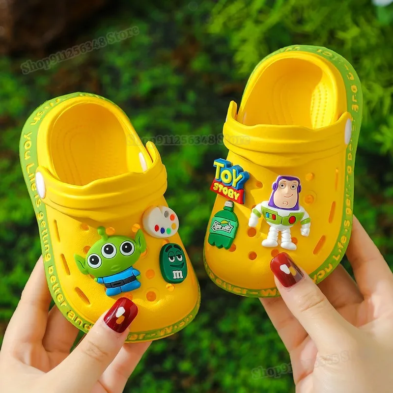 Disney Toy Story Shoes Children\'s Slipper Hole Non-slip Boys Girls Indoor Soft Sole Breathable Deodorant Cartoon Bow-Top Sandals