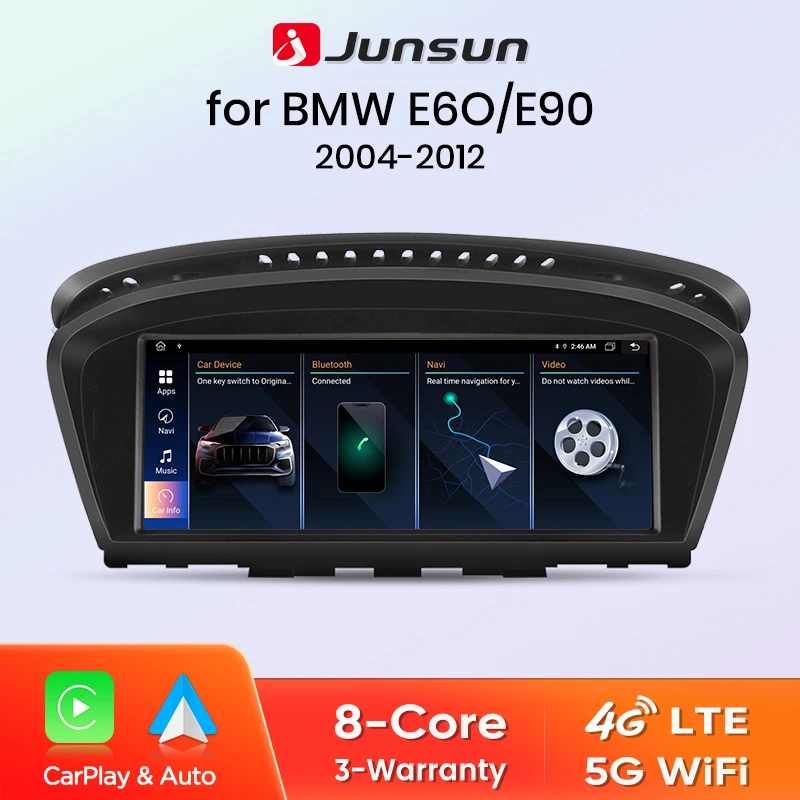 Junsun 4G sans fil Apple CarPlay Andorid Auto autoradio pour BMW série 3 E60 E61 E63 E64 série 5 E90 E91 E92 E93 2004-2012 CCC