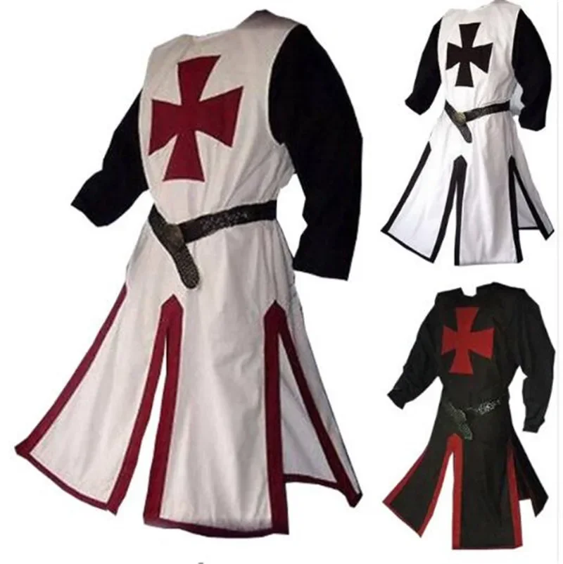4XL Medieval Warriors Knight Templar Crusader Costume Adult Men Gown Sleeveless Shirt Top Cross Tabard Surcoat Tunic Clothes image 3