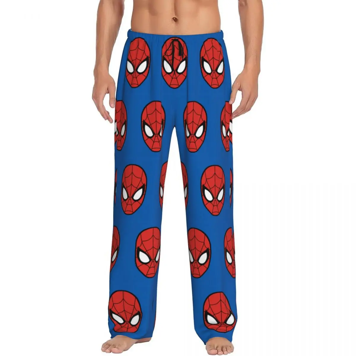 Custom Print Spider Man Head Pajama Pants Men's Sleep Sleepwear Bottoms with Pockets