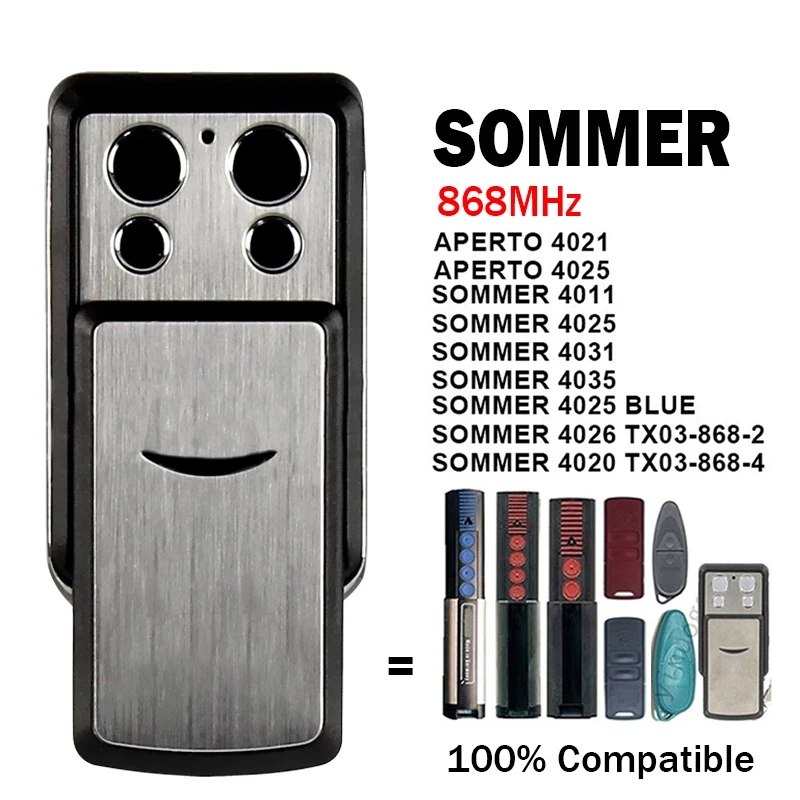 Newest SOMMER Slider 4031 TX08-868-4 868.8MHz Electric Gate Remote Control For SOMMER 4035 4011 4025 4021 Garage Door Opener