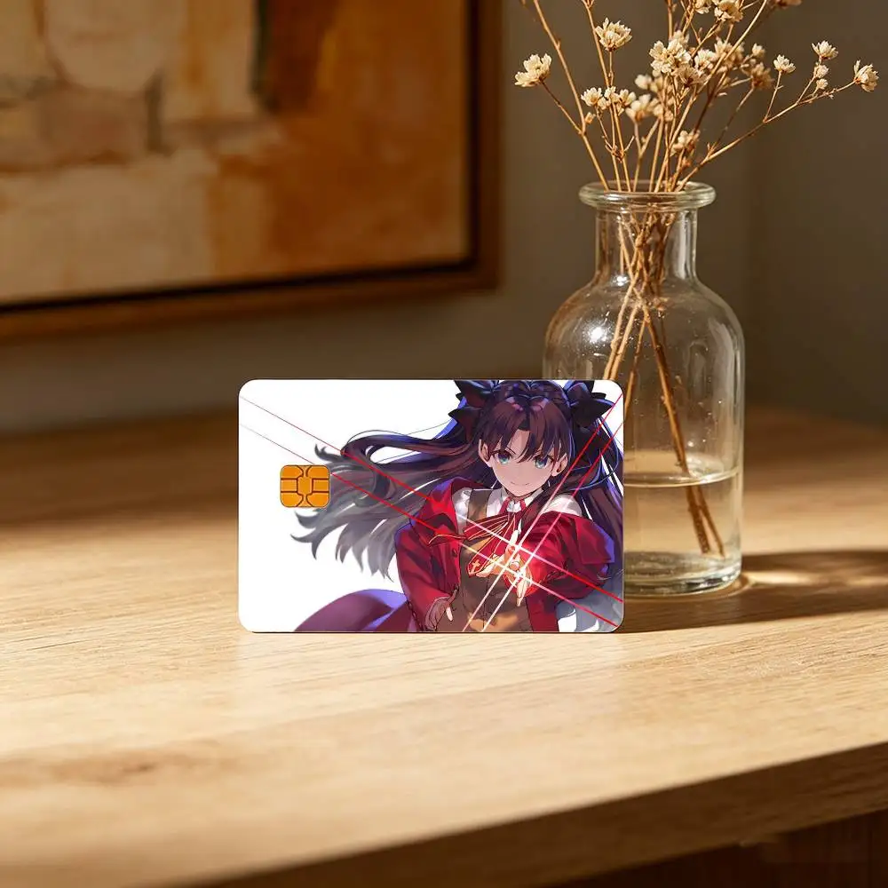 Tohsaka Rin Anime Girl Fate Stay Night HD Waterproof Card Skins Protective Stickers for Credit Bank