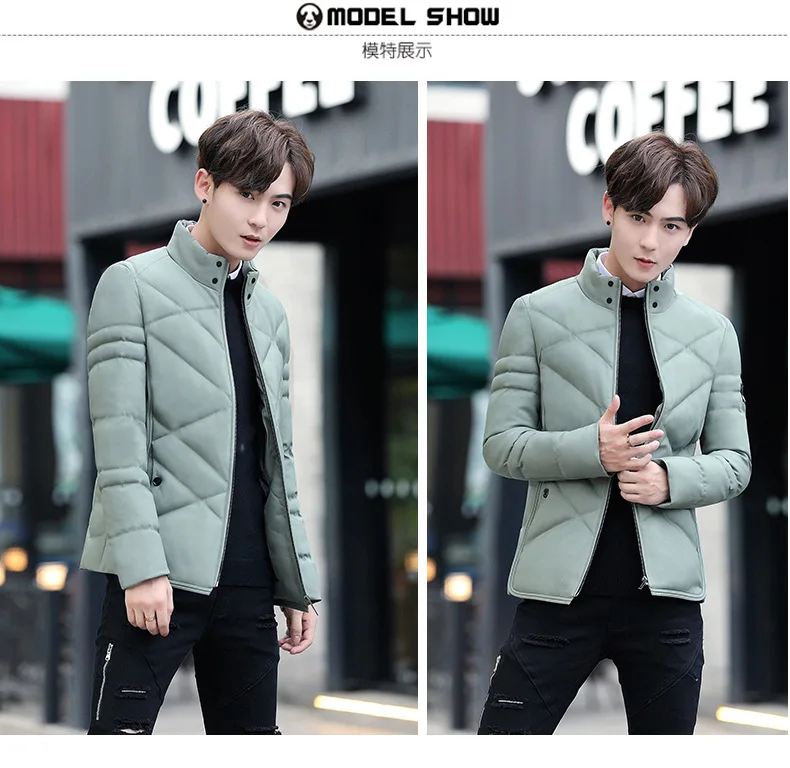 Autumn Winter Jacket Men Thicken Warm Cotton-padded Mens Jackets Slim Fit Stand Collar Youth Winter Jackets and Coats For Me